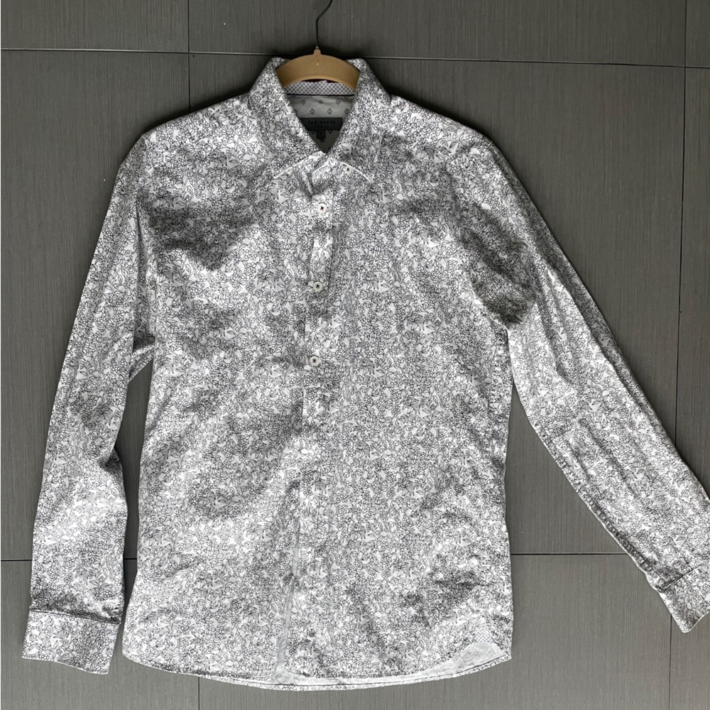 Ted Baker Button Down - black and white floral size 3